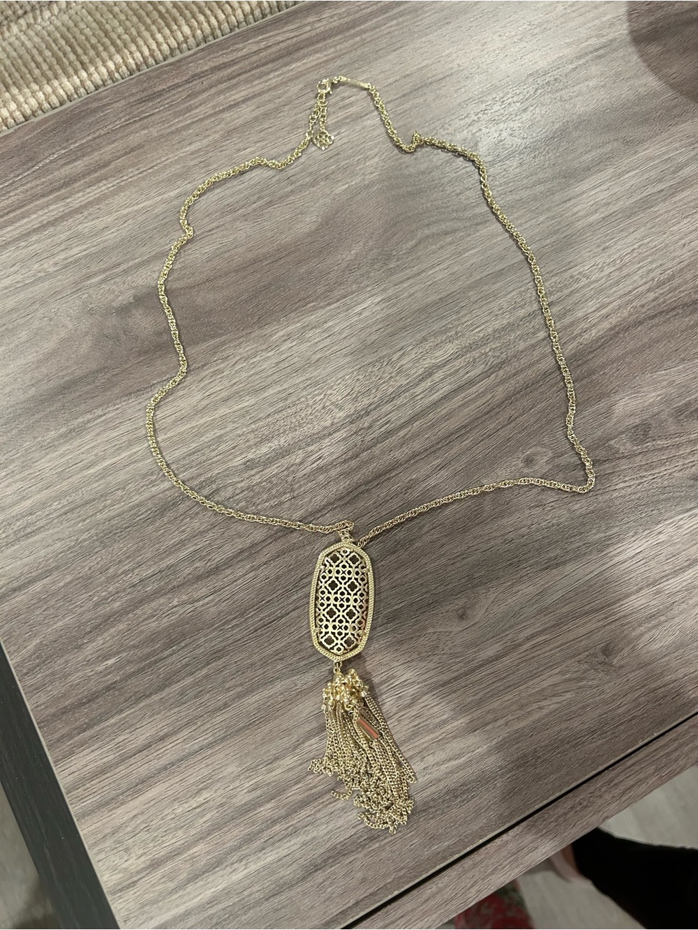 Kendra Scott Gold Filigree Pendant Tassel Necklace